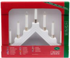 Konstsmide 1041-210 Chandelier Bois Anneaux DÃ©co MÃ©tal + 7 Lampes Claires + CÃ¢ble Blanc 230 V