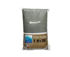Nuit des Vosges Cotoval Drap Housse Coton Anthracite 90 x 200 cm