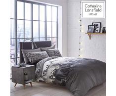 Catherine Lansfield Home Parure Housse de Couette 2 Personnes City Scape - Multicolore - 230 x 220 cm