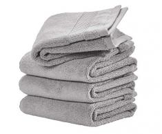 iDesign ensemble serviettes de bain (lot de 4), petites serviettes en coton au design tissÃ©, serviettes douces et absorbantes avec accroches pour Ã©vier ou WC invitÃ©s, gris