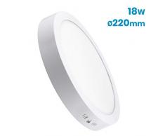 Plafonnier Surface LED circulaire 18w. Blanc chaud (3000K). 1600 lumens rÃ©els. Driver incluse.