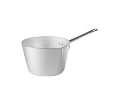 Pentole Agnelli Casserole Conique avec Bec verseur, en Aluminium BLTF, dotée dune poignée en Acier Inoxydable - argenté 10 cm Argent