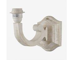 Better & Best Rctg DEC Applique murale en bois avec bras incurvé, plaque rectangulaire, blanc décapé, dimensions 5 x 23 x 18 cm (base : 12,5 x 15 cm)