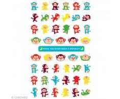 Toga SFG22 Singe qui rit Planche de sticker Plastique Multicolore 9,5 x 18,5 x 0,2 cm