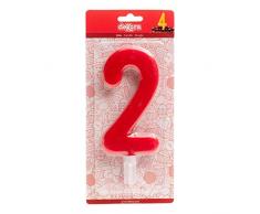 Dekora 345279 Bougie dAnniversaire Géante Numéro 2 de Couleur Bleu Cire, 15 cm