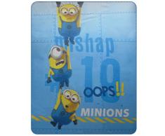 CTI Plaid Polaire Les Minions at Work 110x140, Polyester, Bleu, 140 x 110 cm