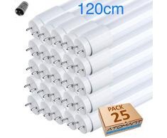 (LA) 25x Tubo LED 360 degrés, 120cm, blanc (6500K). Standard T8 G13 - 18w - 1800 lumens réels! Démarreur LED incluido.