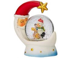 SHATCHI Petite Boule Ã Neige de NoÃ«l en Forme de dÃ´me avec Bonhomme de Neige et PÃ¨re NoÃ«l Base de Lune Design Unique DÃ©coration de NoÃ«l Cadeau Rouge et Blanc