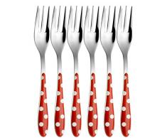 Bugatti PS3U-014F17/6 Pois MÃ©nagÃ¨re de 6 PiÃ¨ces Fourchette Ã GÃ¢teau SAN/Acier Rouge 16 x 20 x 3 cm