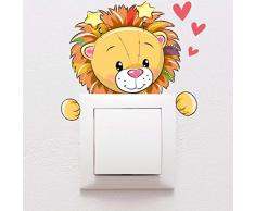 Stickers adhésifs Prise et Interrupteur | Sticker Autocollant Peluche Lion - Décoration Murale Chambre Enfants | 10 x 10 cm