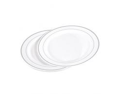 Viphome 6ASJ043AG Lot de 6 Assiettes Plastiques Argent 23 cm