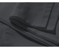 Lane Drap de lit arrière 100 % Satin de Coton mako Gris foncé 160 x 290 cm