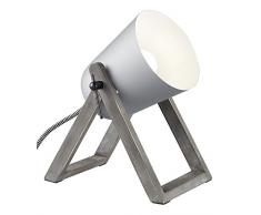 Reality, Lampe de table, Marc, Metale, Gris, Corps: Bois naturel, Gris, 1xE27, max.25,0 W