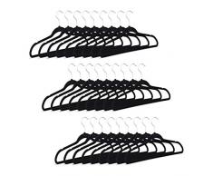 Relaxdays Cintres noirs en plastique antidérapant velours pour manteaux pantalons robes vêtements HxlxP: 23,5 x 45 x 0,7 cm pack 30, noir