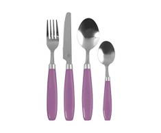 Home Dinamika Service Couverts 24 pièces, Manche Lilas, Acier Inoxydable, 17 x 7 x 28 cm