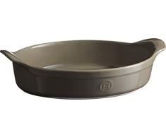 Emile Henry Eh959042 Plat à Four Ovale Céramique Gris Silex 34,5 X 23,5 X 5,5 cm