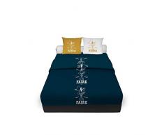 Soleil docre Subtil lit, Parure de Drap, Coton, Bleu, 240 x 300 cm