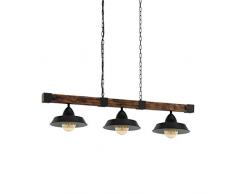 Eglo Serie Oldbury lampe Ã suspension Suspension 3 ampoules Noir, marron, rustique.