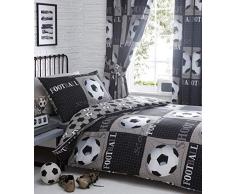 SHOOT Football Housse de Couette et 2Â Taie doreiller de lit, Coton Polyester, Gris, Double