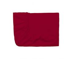 Essix - Drap Housse Royal Line Percale de Coton Rouge carmin 140 x 200 cm