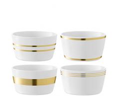 LSA International Deco Bol Ã13Â cm Assortis X 4, Porcelaine, DorÃ©, 26Â x 26Â x 7.4Â cm