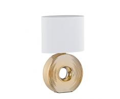 Fischer & Honsel 56197 Lampe de table, Doré/Blanc