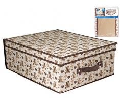 Home Boîte Armoire, Tissu, Multicolore/Ecru, 50 x 40 x 20 cm