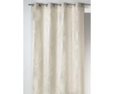 Home Maison 09405-8-AL Voilage Toile Poly/Coton Imprimé avec Oeillets Ronds Ecru/Argent 140 x 260 cm