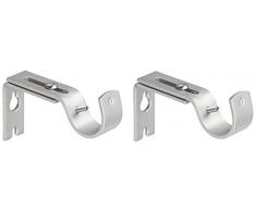 AmazonBasics Support mural réglable pour tringle à rideau, Lot de 2, Nickel