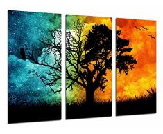 Tableau Moderne Photographique, Impression sur bois, Arbre jour et nuit, nature, 97 x 62 cm, ref. 26571