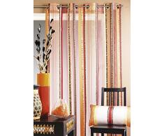 HomeMaison Voilage en Organza Jacquard à Rayures Verticales, 100% Polyester , Prune, 140 x 260 cm