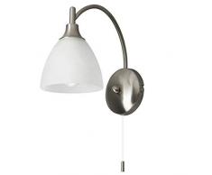 Brilliant AG G66410/13 Applique murale avec interrupteur tirette, MÃ©tal, E14, 28 W, Acier/AlbÃ¢tre