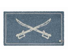 Young Generation Shoe Max YH 101314 Paillasson en Fibres de Coco avec Dos antidérapant en PVC Motif Sabres Graphite/Gris Clair 44 x 74 cm