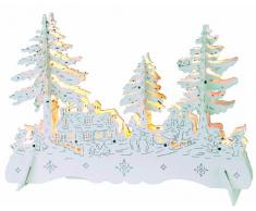 Star German Christmas Bougeoir LED motif paysage, 9 lampes, bois Blanc BoÃ®te colorÃ©e, 21 x 28 cm