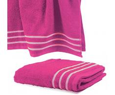 Drap De Douche 70x140 cm 100% Coton - 550 grS/m2 Fuchsia avec Liserets Blanc