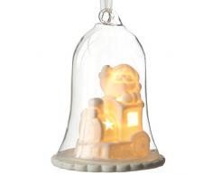 WeRChristmas PÃ¨re NoÃ«l avec Train Lanterne DÃ©coration de NoÃ«l, Verre, 10Â cmÂ âÂ Blanc