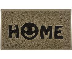 Nicoman Paillasson pour Porte Motif Smiley, Beige with Brown Inserts, 75x44cm (29.5x17.3inches) Bevelled Edge