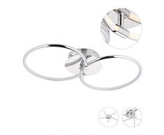 Relaxdays 10028403_470 Lampe LED, anneaux, chaude blanche,3000 K, lampadaire mural et de plafond, métal,argenté-blanc, One size