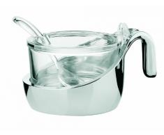 Guzzini, Coupelle Ã Fromage/Confiturier/Sucrier Bicolore Avec Petite CuillÃ¨re, 14 x 10,5 x h8 cm, ChromÃ©