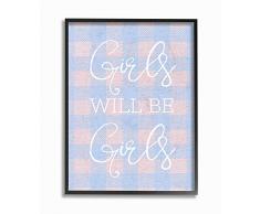 Stupell Industries Filles Sera Filles Bleu Plaid surdimensionné encadrée giclée Art texturé, Multicolore