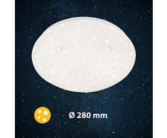 Briloner Leuchten 3420-016 Plafonnier LED, lampe de plafond avec décor détoiles et cristaux, 12 Watt, 1.20 Lumen, 4.000 Kelvin, blanc, à 28cm