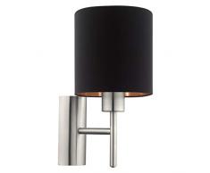Eglo Pasteri Suspension en acier et tissu avec 1 ampoule en tissu Nickel mat/noir/cuivre Culot E27 Ã 38 cm Applique murale Nickel mat