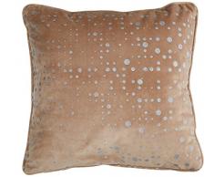 Home Maison 09380-0-AL Coussin Ameublement Velours Impression Paillette Beige 40 x 40 cm