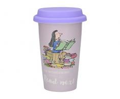 Creative Tops - Mug de Voyage en Porcelaine Isotherme avec Couvercle en Silicone - Motif Roald Dahl, Porcelaine, Lilac/Periwinkle Purple, 9.5 x 9.5 x 15 cm