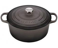 Le Creuset, Cocotte Signature en Fonte Ãmaillée avec Couvercle, à 26 cm, Ronde, Compatible avec Toutes Sources de Chaleur (Induction Incluse), Capacité : 5.3 L, 5.135 kg, Gris