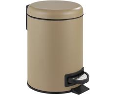 Wenko 22369100 Poubelle à pédale Leman Sable 3 litres, Acier Inoxydable, Beige, 17 x 17 x 27 cm