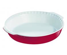 Pyrex Plat à tarte rond avec poignées en céramique Rouge 24 cm
