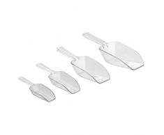 iDesign pelle cuisine, pelle alimentaire en plastique de 4 tailles diffÃ©rentes, mesurette en lot de 4 pour doser de la farine, des Ã©pices ou de la lessive, transparent