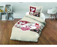 Soleil docre Parure Housse de Couette, Coton, Ecru, 140x200 cm