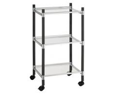 kela 22235 étagère de Salle de Bain sur roulettes, 3 étages Verre, 40 x 34 x 74,5cm, Sinerio, Acier, Anthracite, 40x34x74,5 cm